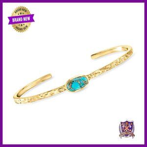 18kt Gold Over Sterling Turquoise Cuff Bracelet 7 Inches